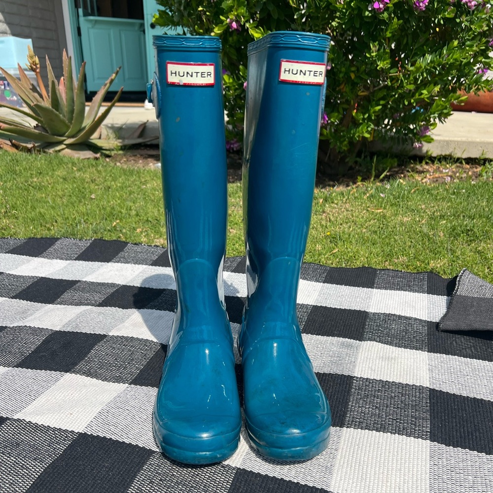 Hunter Tall Teal Women’s Rain Boots Size US7, EU 38